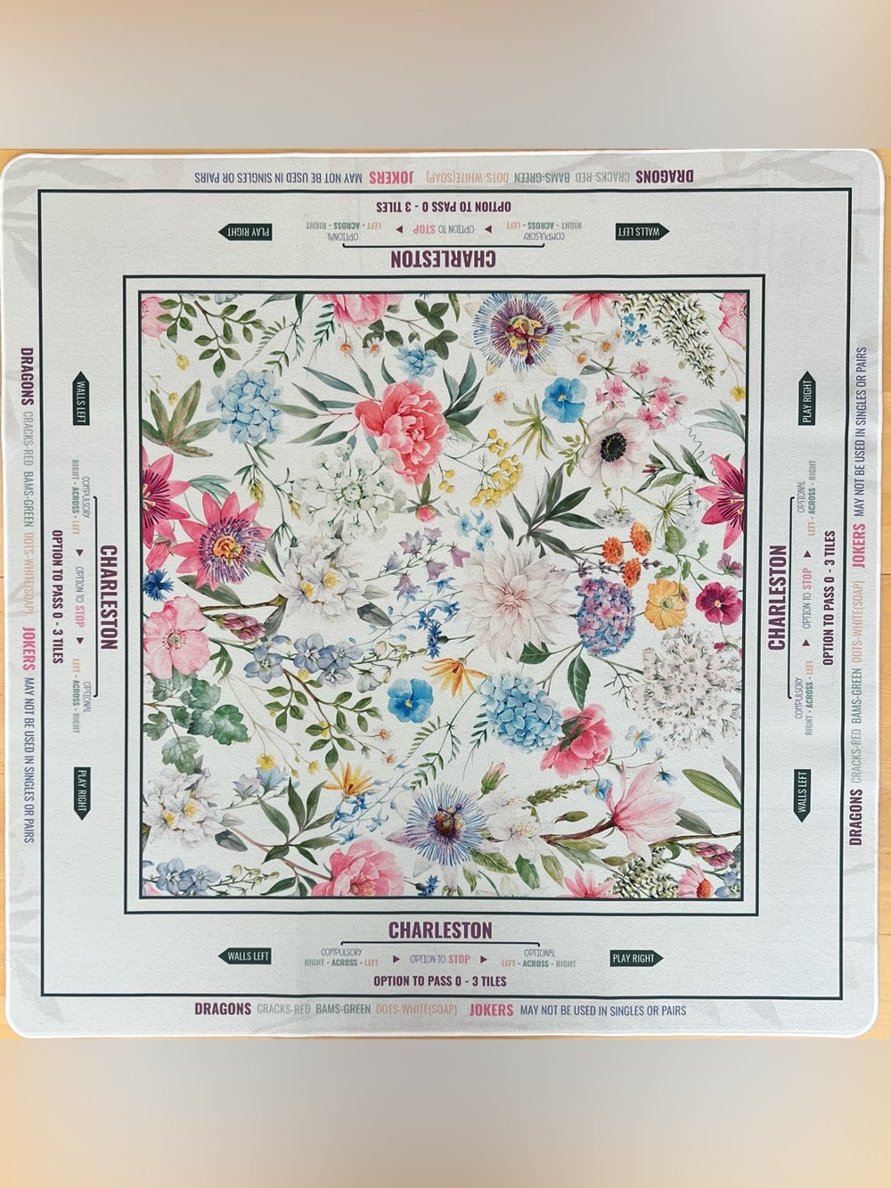 🌸 New Floral American Mahjong Mat – 33” x 33” 🌸